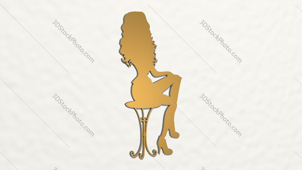 woman siting on a chair 3D drawing icon
