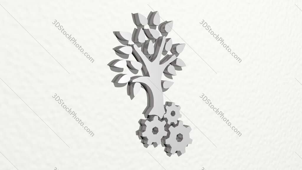 tree and industry 3D drawing icon