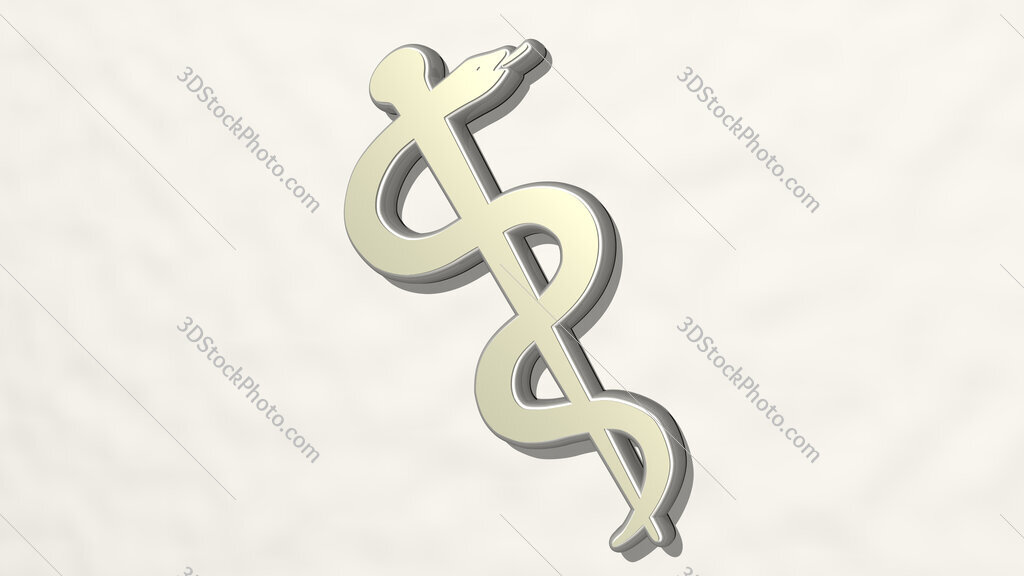 medical snake sign 3D drawing icon