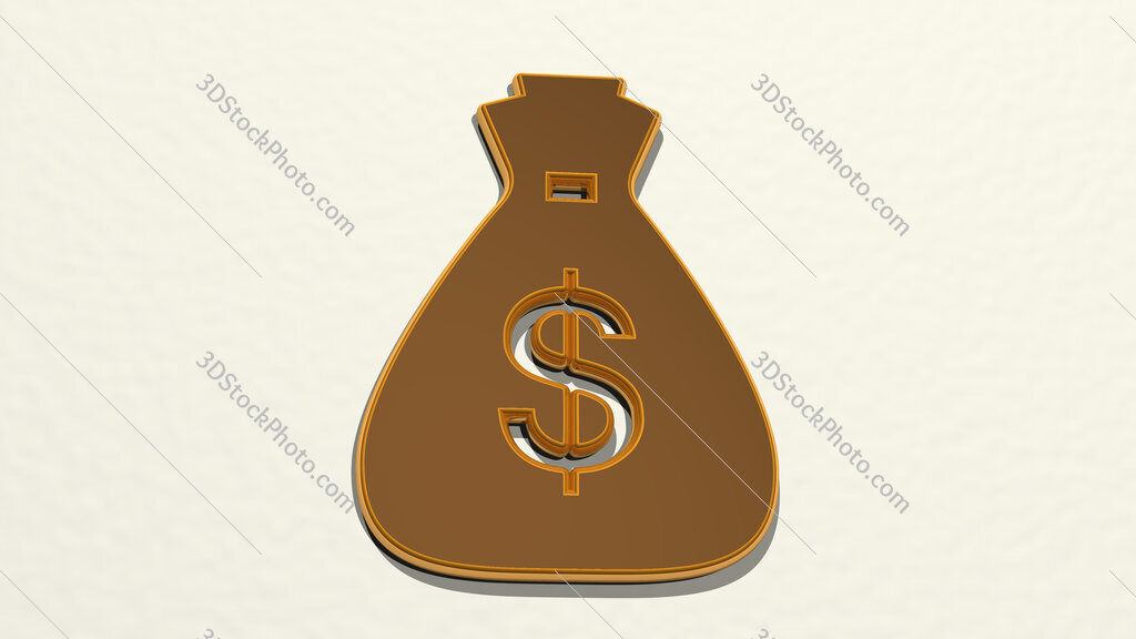 bag of money 3D drawing icon