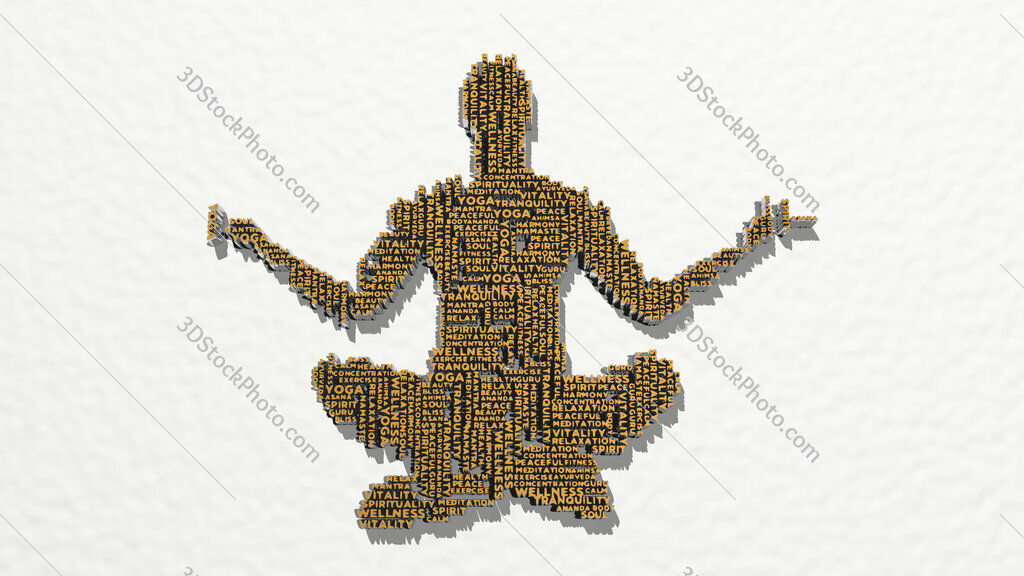 Yoga position by word 3D drawing icon
