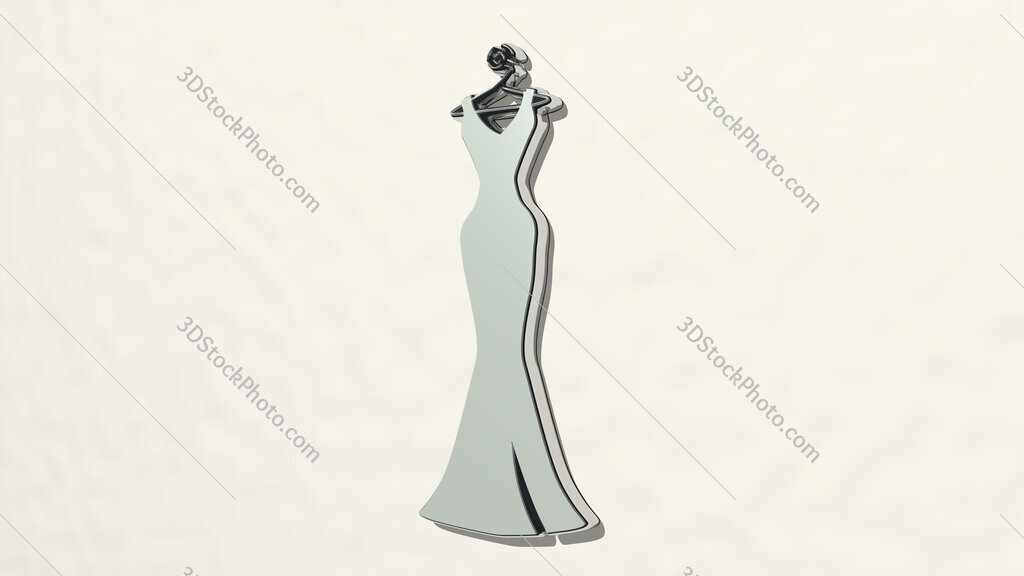 woman dress 3D drawing icon