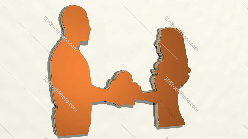 man and woman giving gift 3D drawing icon