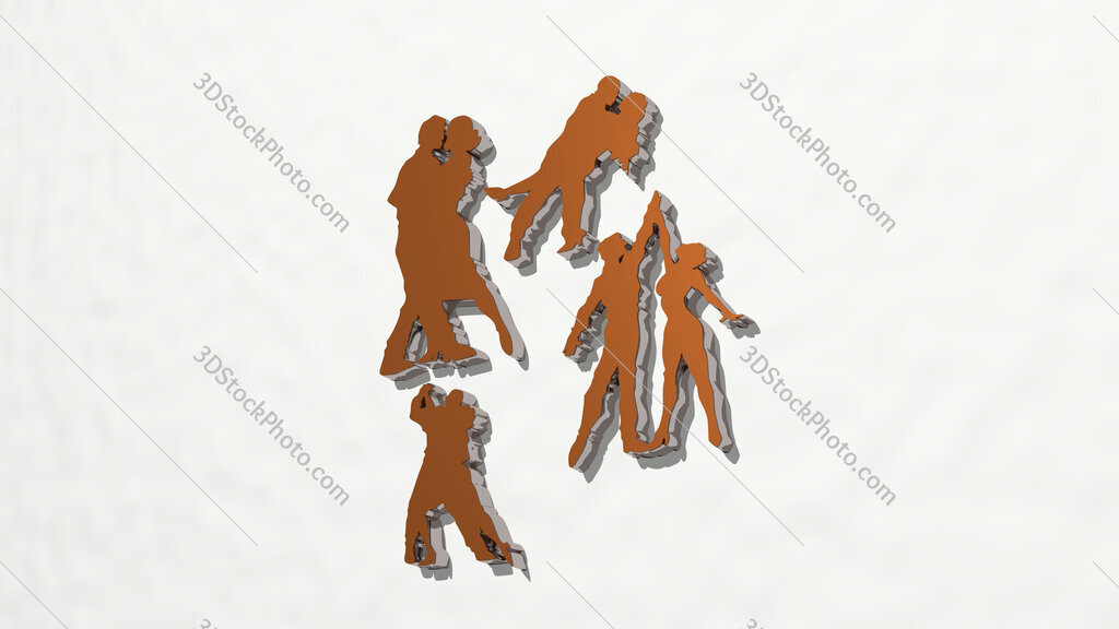 man and woman dancing 3D drawing icon