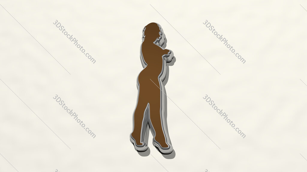 woman with curved body 3D drawing icon