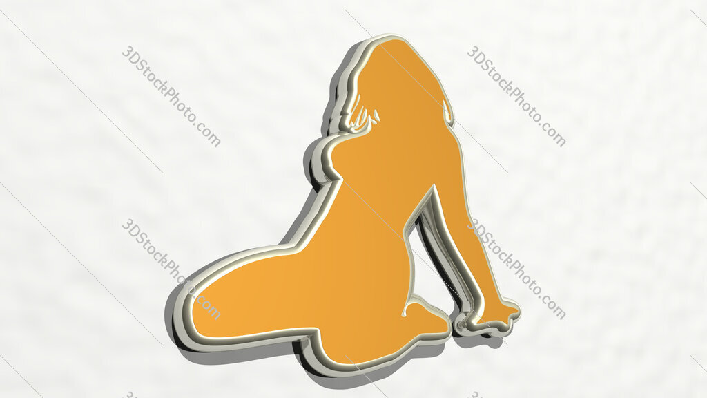 woman siting with sexy pose 3D drawing icon