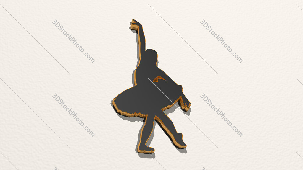 girl dancing 3D drawing icon