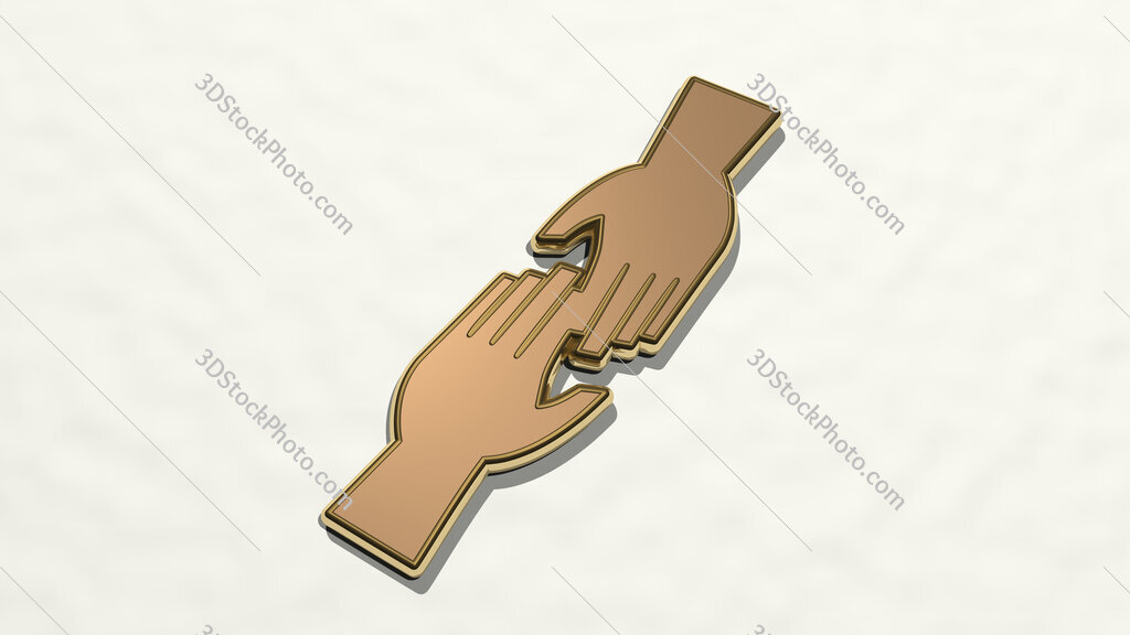 hand in hand 3D drawing icon