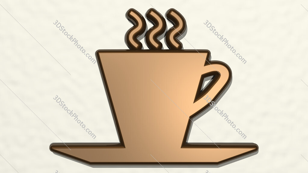 hot coffee cup 3D drawing icon