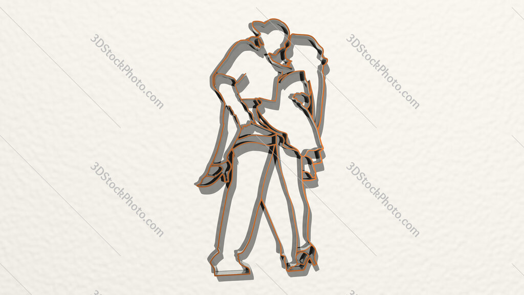 boy and girl dancing 3D drawing icon