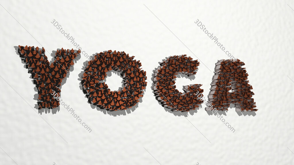 Yoga positions made word 3D drawing icon