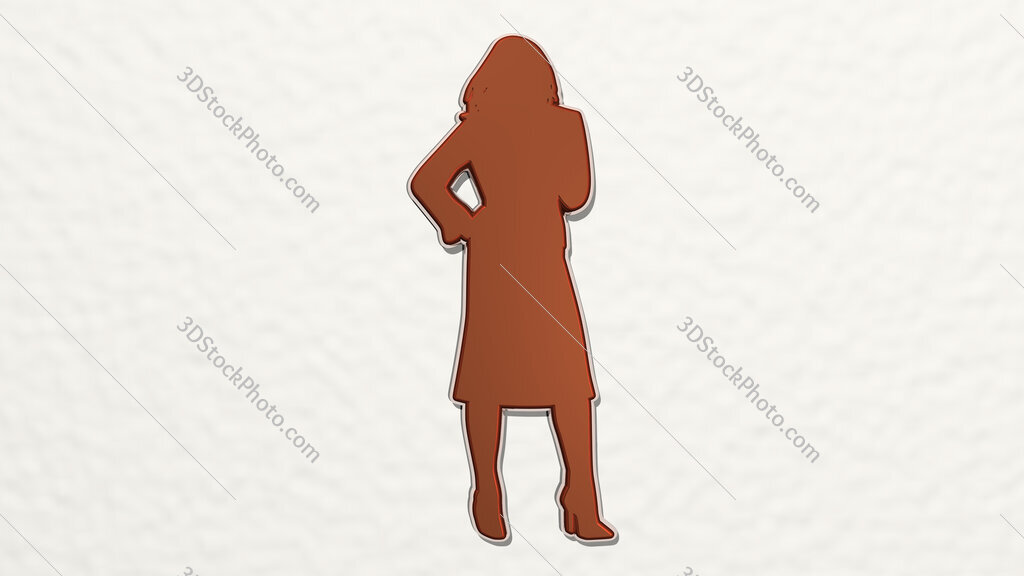 woman with formal dress and high heels 3D drawing icon