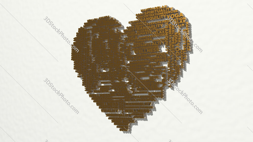 heart by yoga words 3D drawing icon