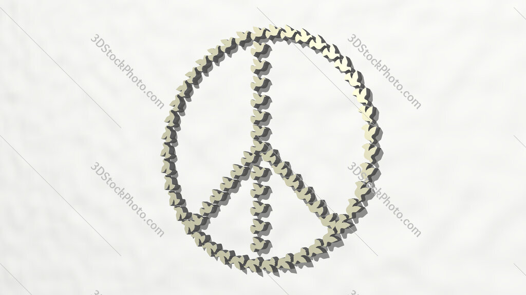 peace symbol made by dove 3D drawing icon