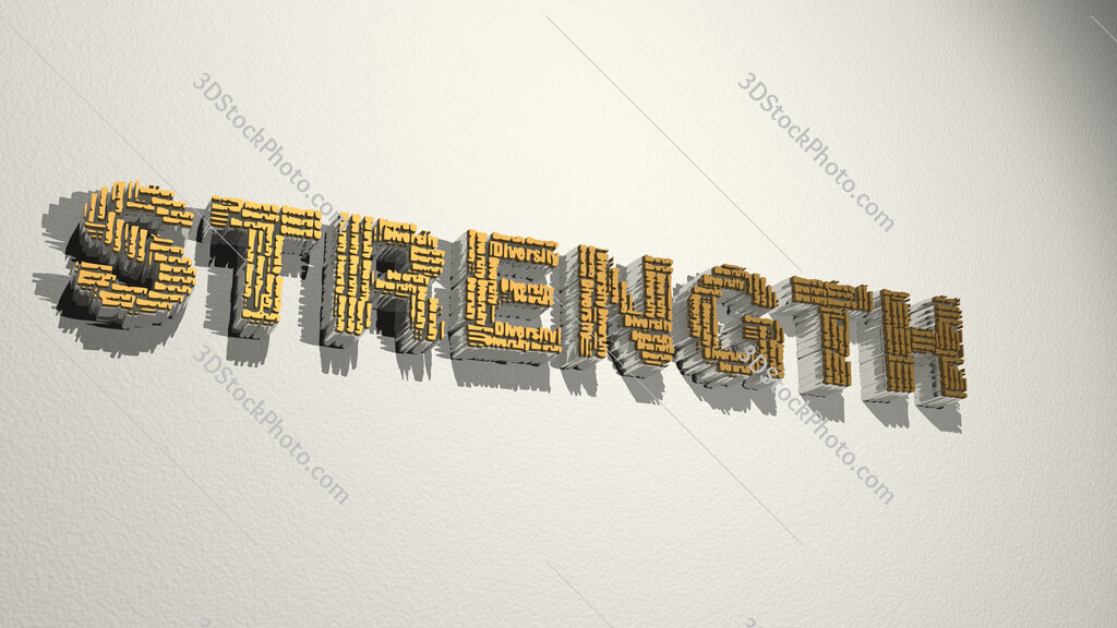 STRENGTH word 3D drawing icon
