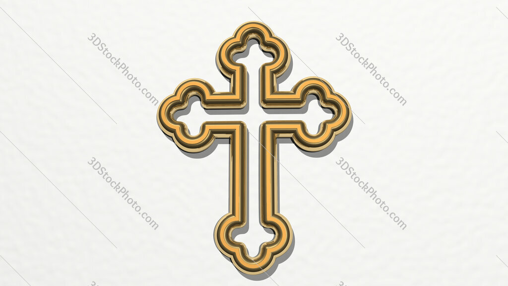 Christian cross 3D drawing icon