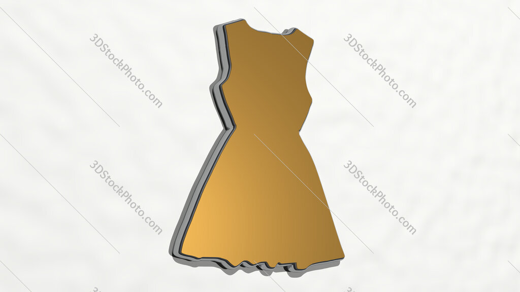 woman dress 3D drawing icon