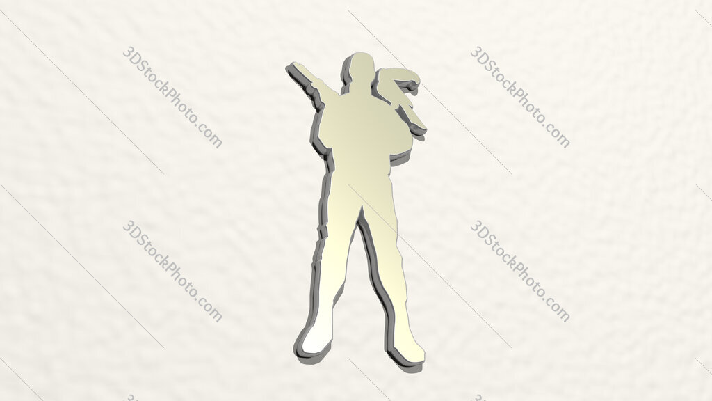man with gun and bird 3D drawing icon