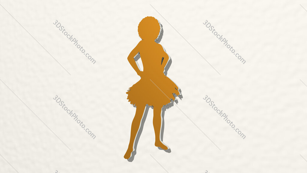 woman dancer with shirt skirt 3D drawing icon