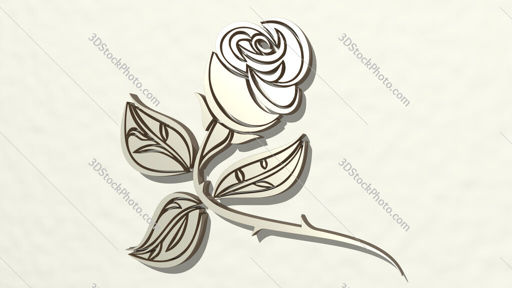 rose flower 3D drawing icon