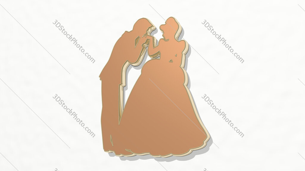 man kissing hand of classic woman 3D drawing icon