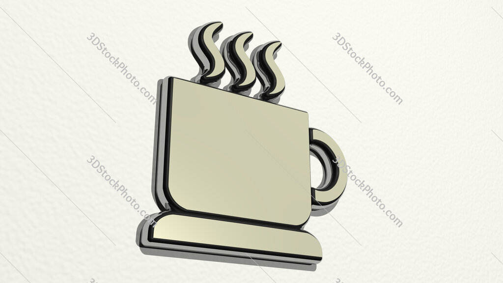 cup of hot coffee 3D drawing icon