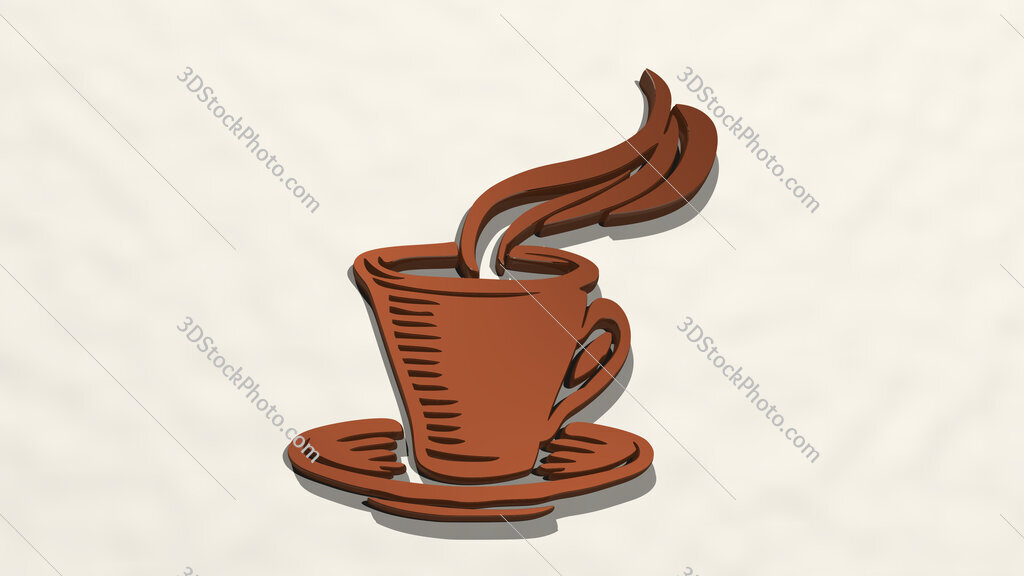 cup of hot coffee 3D drawing icon