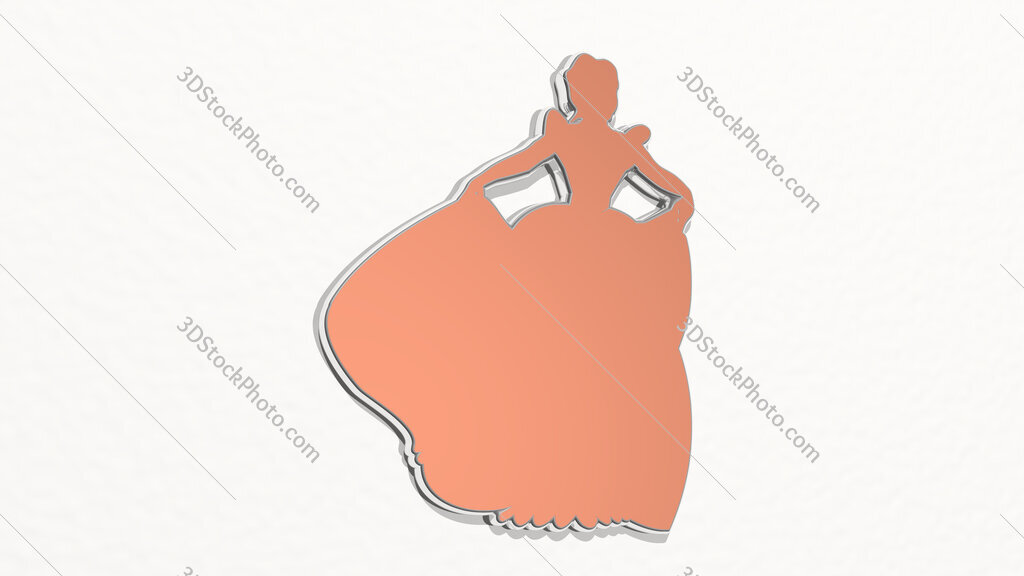 classic woman with large skirt 3D drawing icon