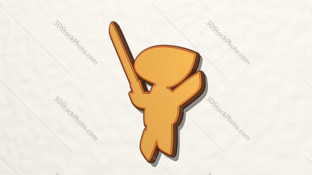toy with sword 3D drawing icon