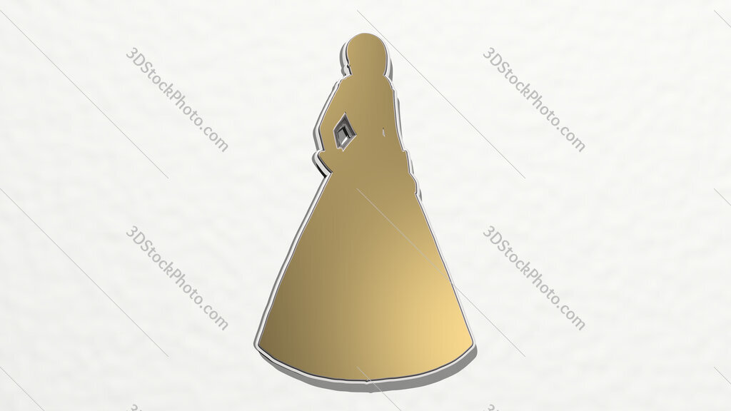 classic woman with skirt 3D drawing icon