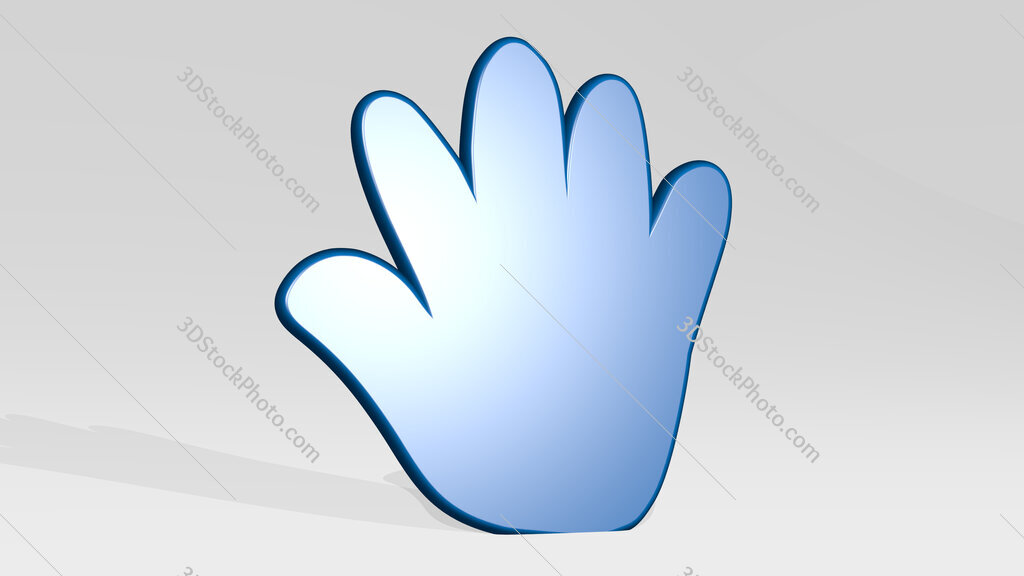 small hand 3D icon casting shadow