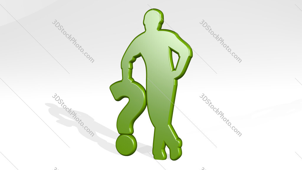 man with question mark 3D icon casting shadow
