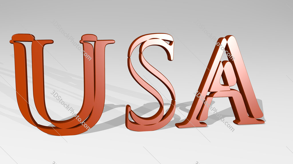 USA sign in letters 3D icon casting shadow