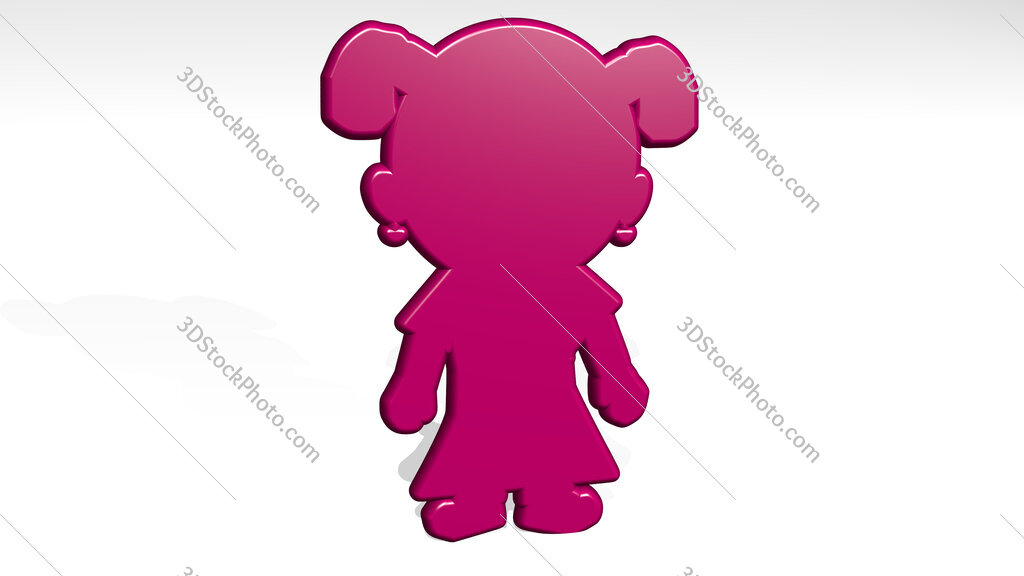 small girl 3D icon casting shadow