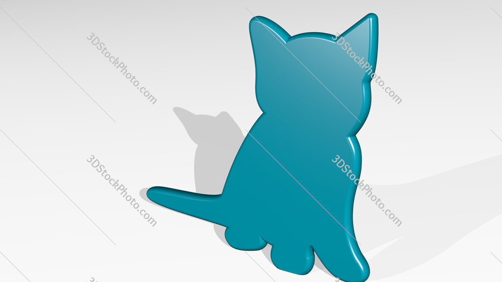 kitten 3D icon casting shadow