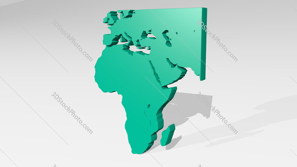 map of Africa 3D icon casting shadow