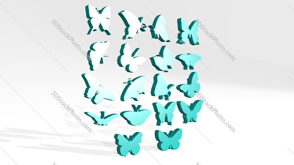 butterfly 3D icon casting shadow