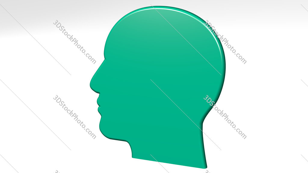 human head 3D icon casting shadow