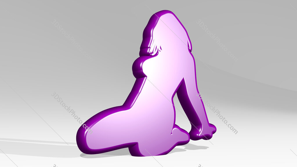 woman siting with sexy pose 3D icon casting shadow