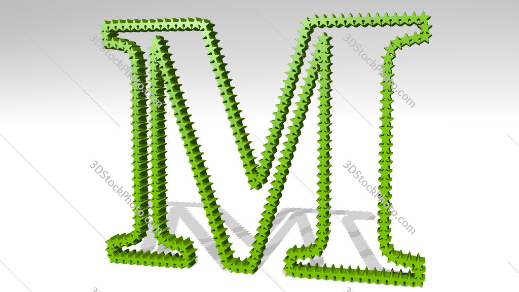letter M made of stars 3D icon casting shadow