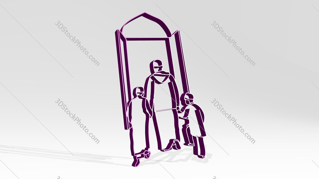 going to mosque 3D icon casting shadow