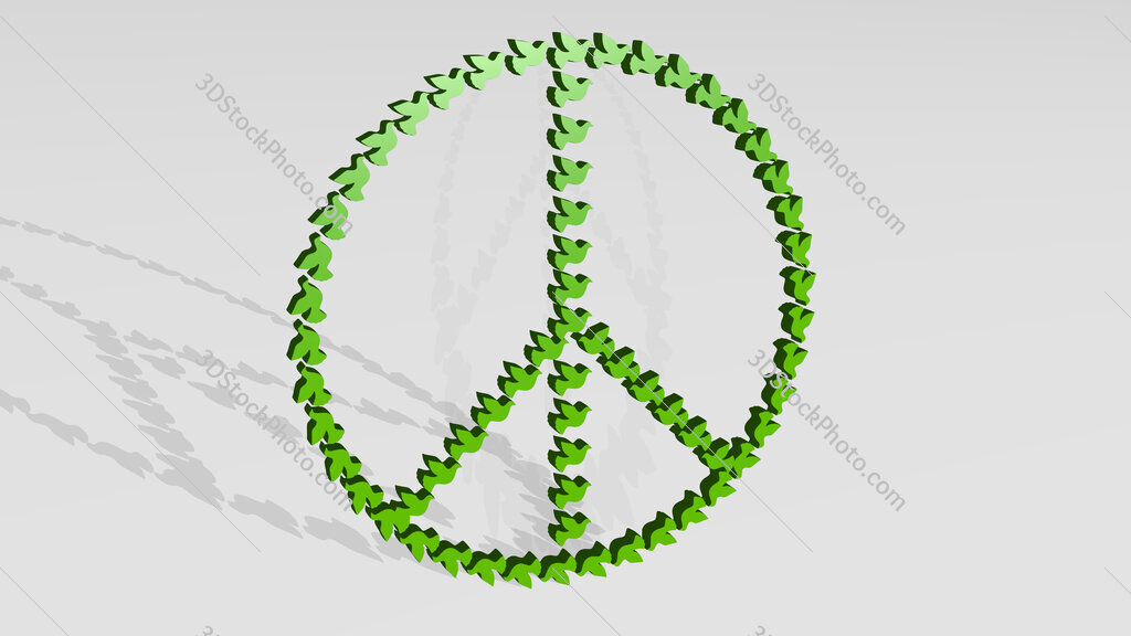 peace symbol made by dove 3D icon casting shadow