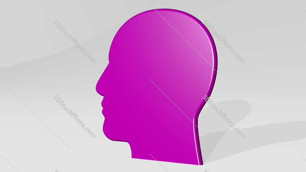 man with thoughts 3D icon casting shadow
