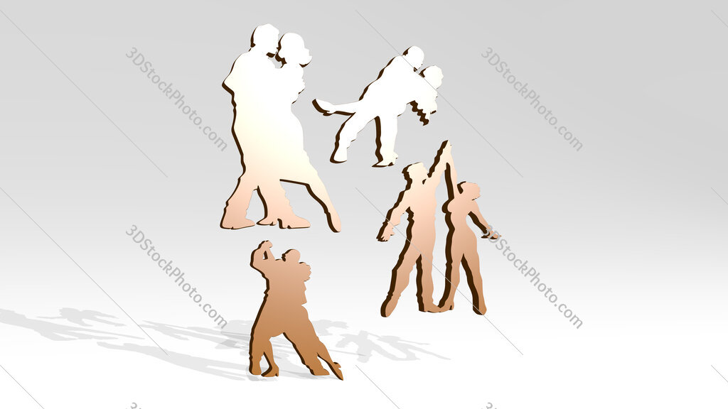 man and woman dancing 3D icon casting shadow