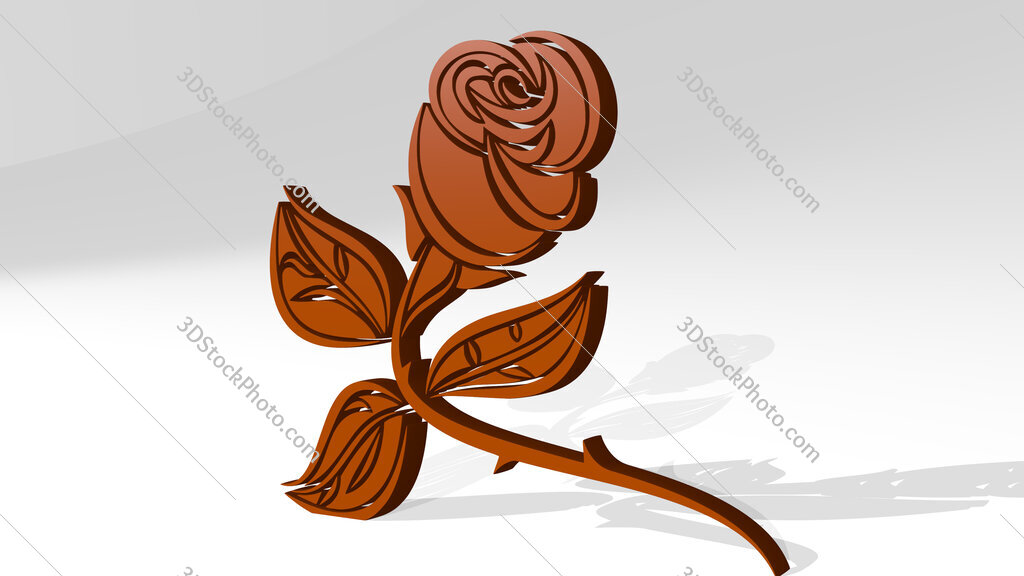 rose flower 3D icon casting shadow