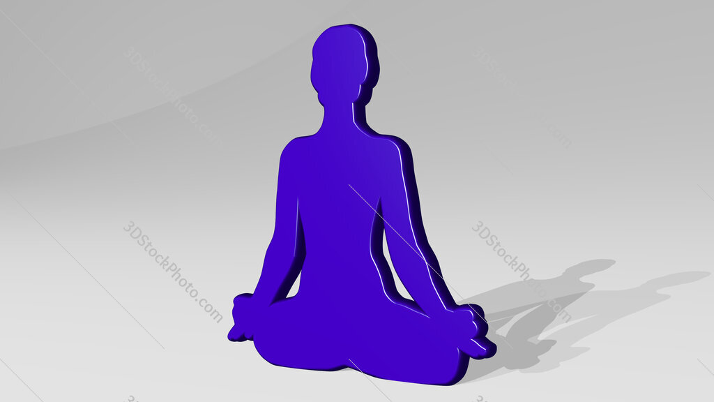 relaxing yoga posture 3D icon casting shadow