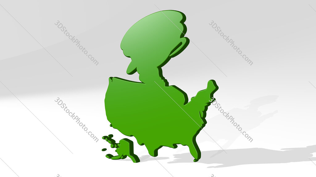 tornado in the US 3D icon casting shadow