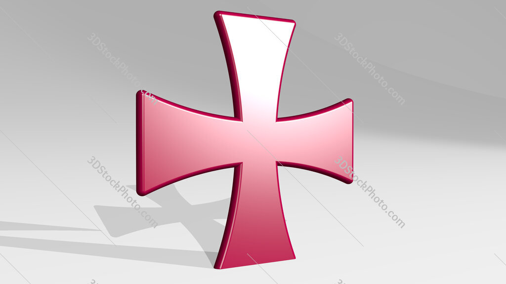 Christian cross 3D icon casting shadow