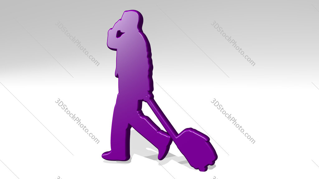 businessman traveling 3D icon casting shadow