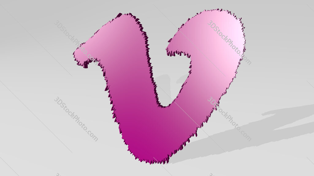 letter V 3D icon casting shadow